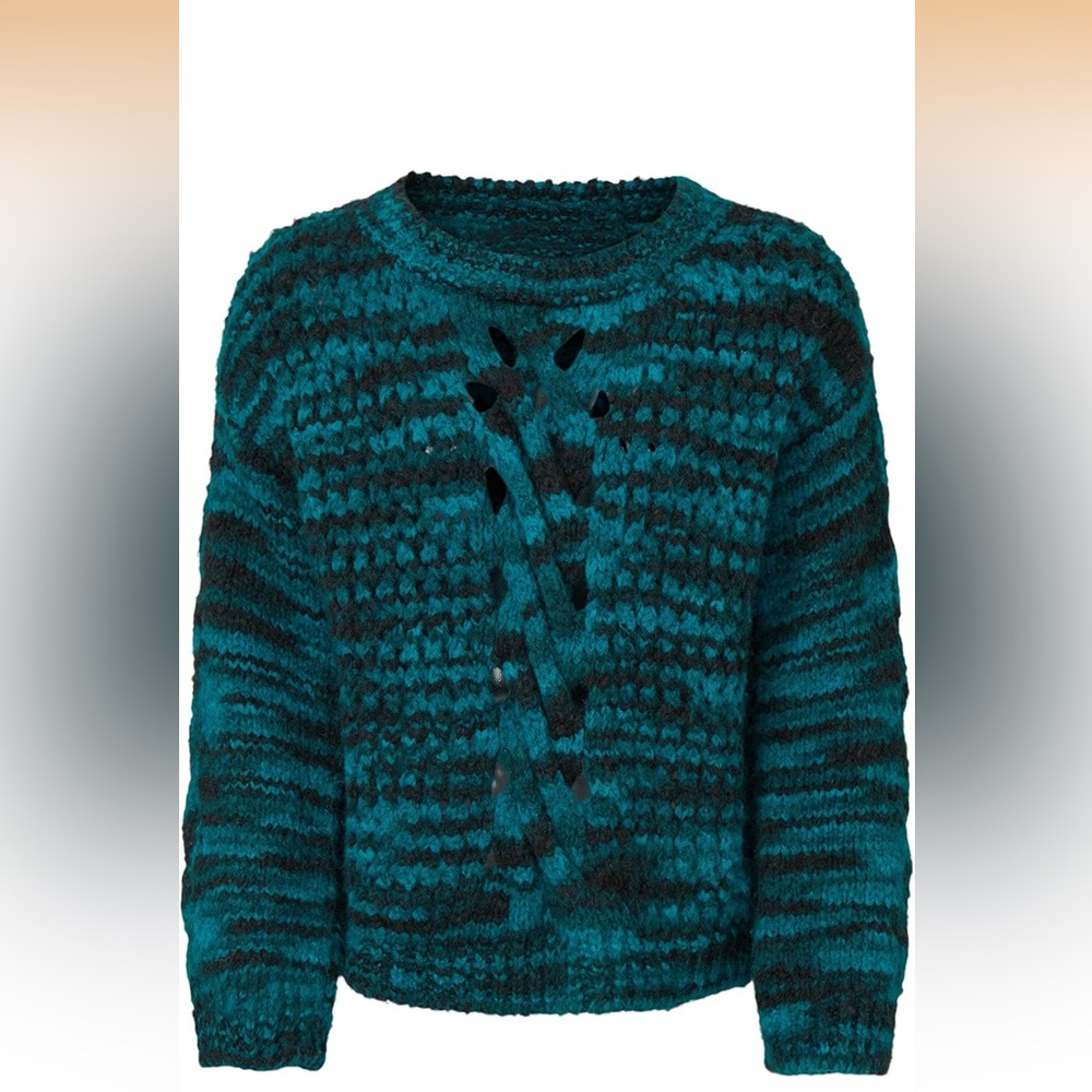 Sita Murt Elegant Teal and Black Knit Sweater